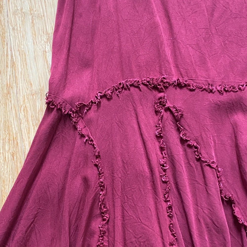 Free People Wine Asymmetrical Hem Double Strap Dress - Picture 4 of 7